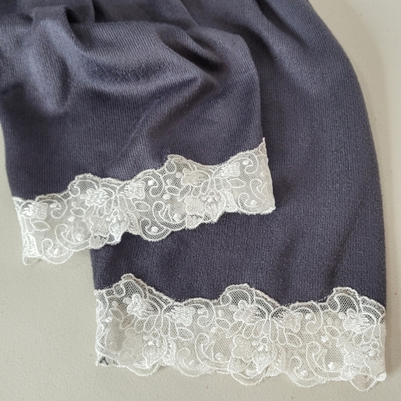 Eileen West Blue Sweater Knit Mid-Length Long Sleeve Ballet Nightgown - Size L - Picture 9 of 13